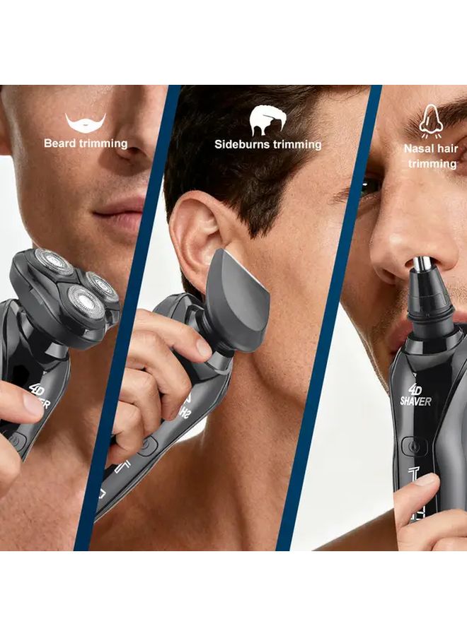 Black Mens Rotary 3 Blade USB Electric Shaver With Digital Display And Nose Trimmer - Image 3